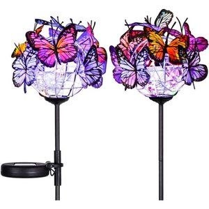 Outdoor Solar Garden Lights - 2 Pack Solar Powered Garden Stake Lights